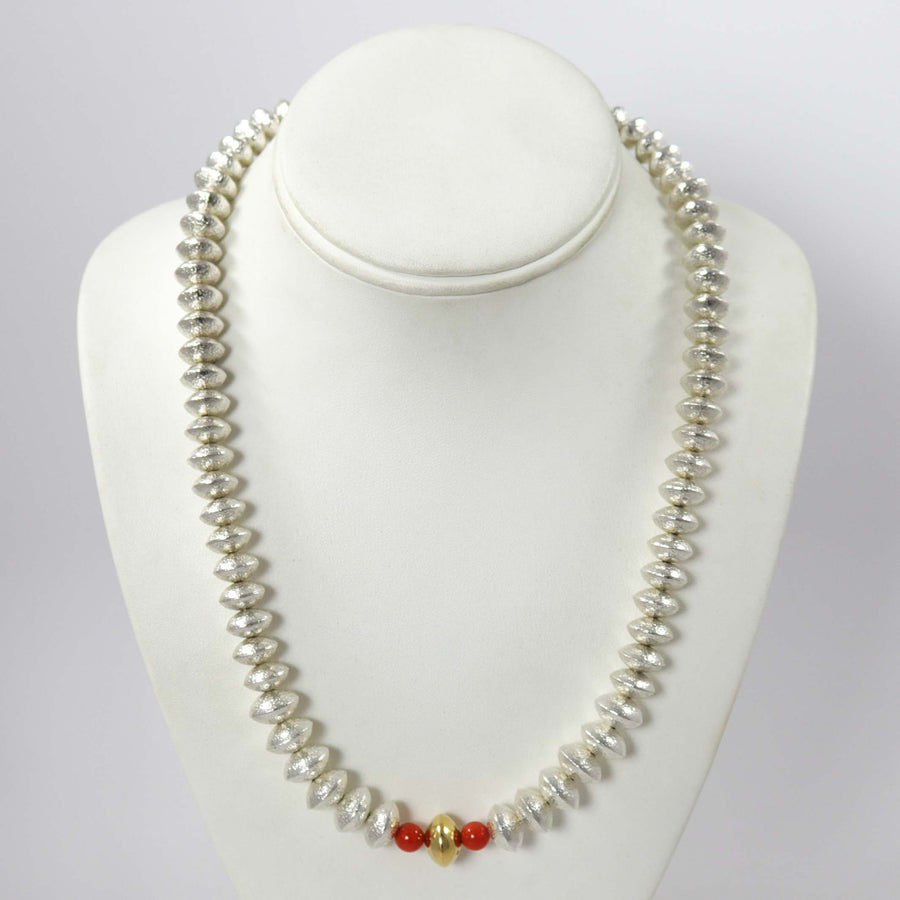 Navajo Pearl and Coral Necklace by Al Joe - Garland's