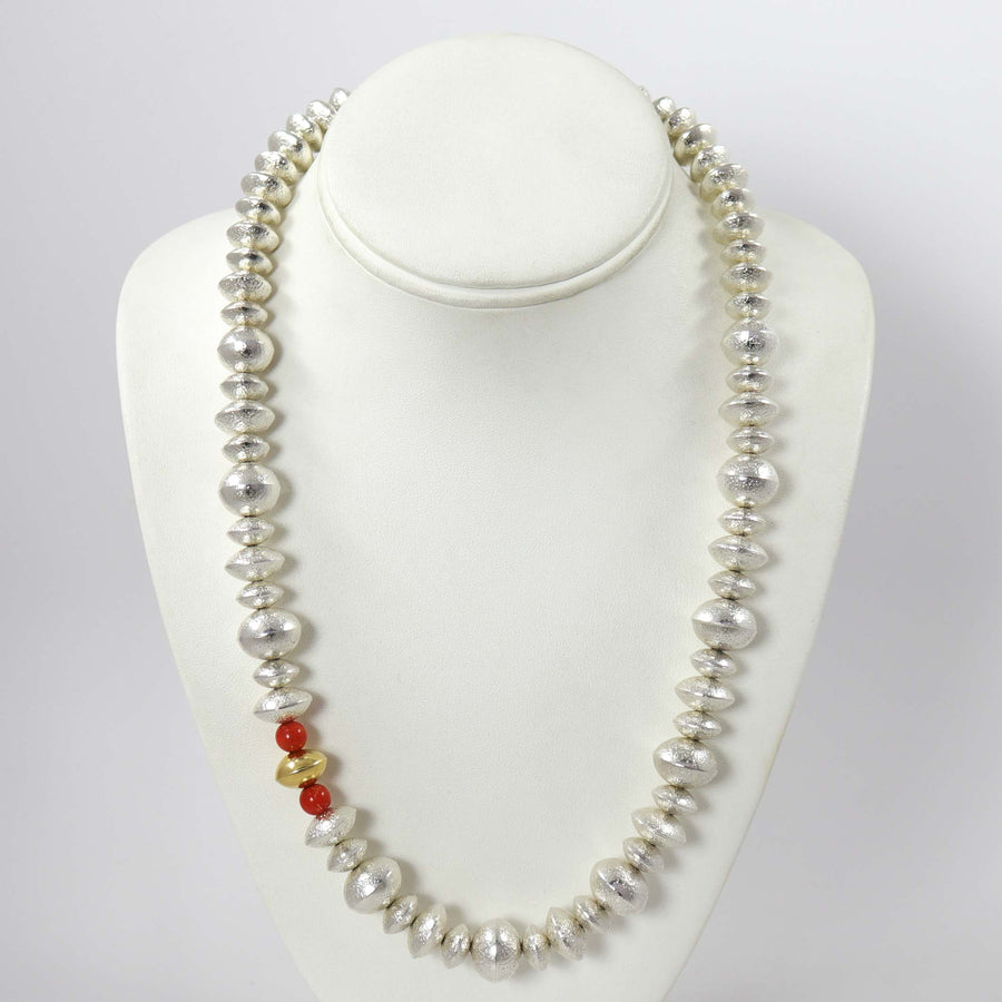 Navajo Pearl and Coral Necklace by Al Joe - Garland's