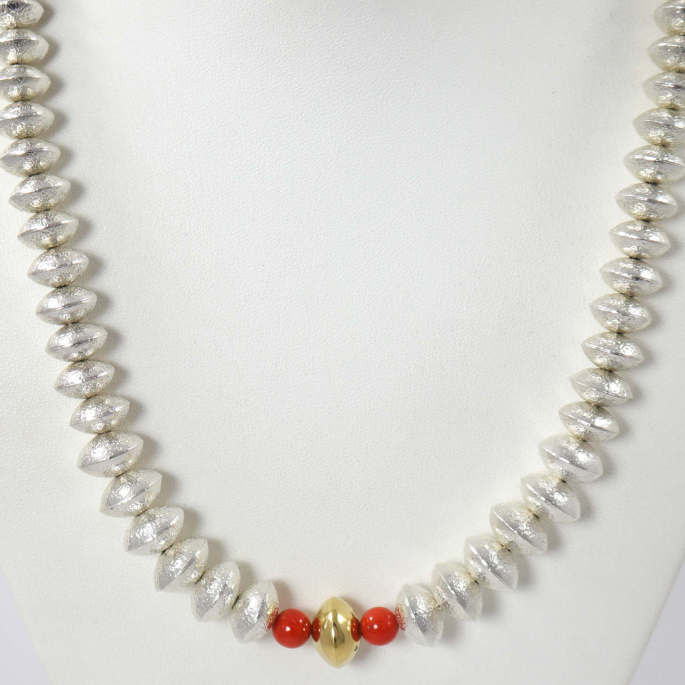 Navajo Pearl and Coral Necklace by Al Joe - Garland's