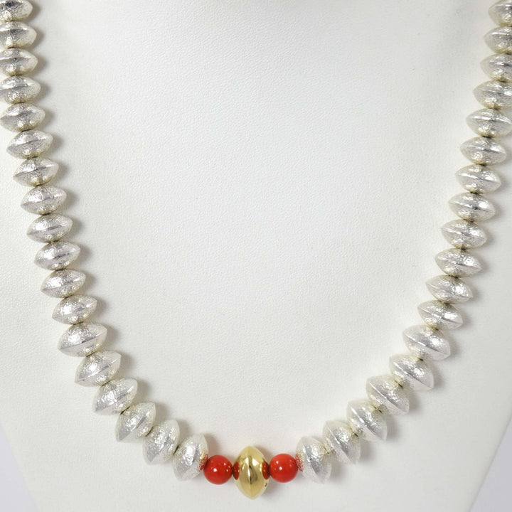 Navajo Pearl and Coral Necklace by Al Joe - Garland's