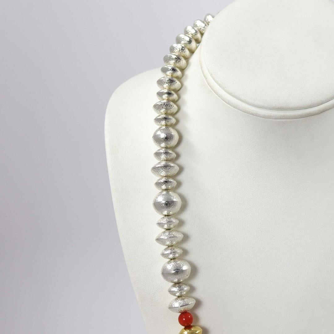 Navajo Pearl and Coral Necklace by Al Joe - Garland's
