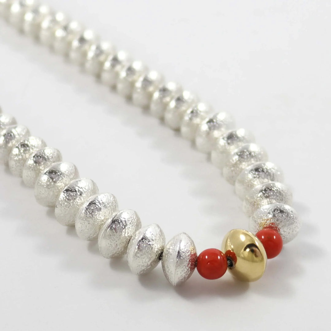 Navajo Pearl and Coral Necklace by Al Joe - Garland's