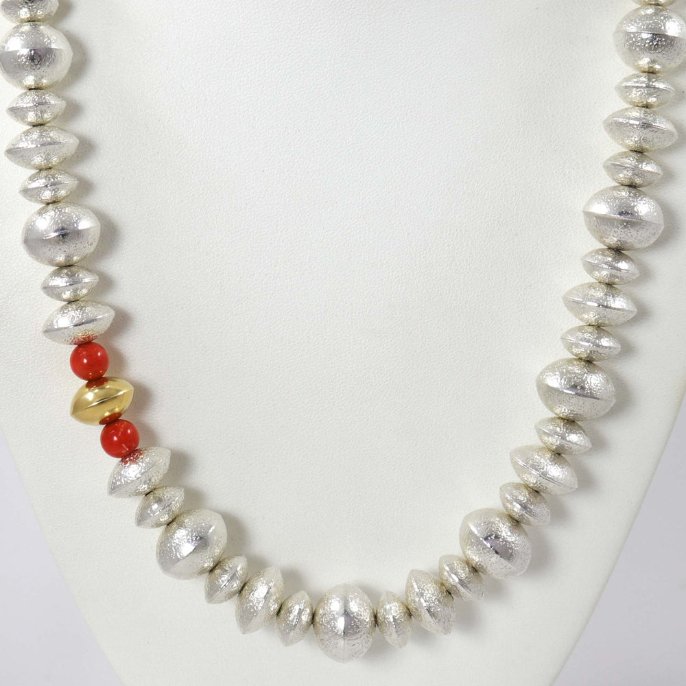 Navajo Pearl and Coral Necklace by Al Joe - Garland's