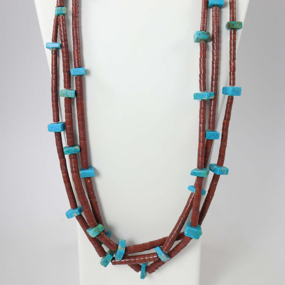 Pipestone and Turquoise Necklace by Delia Abeyta - Garland's