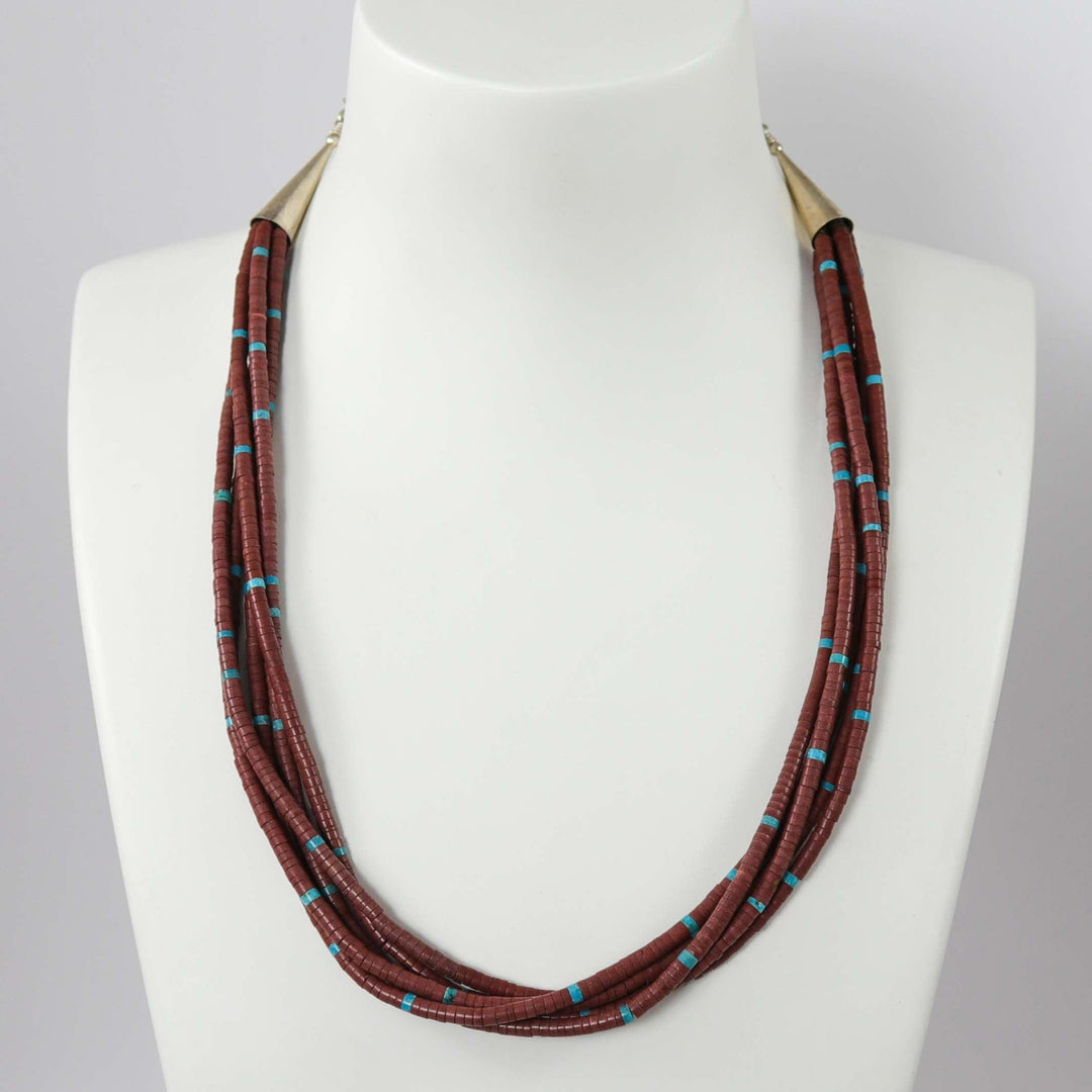 Pipestone and Turquoise Necklace by Lester Abeyta - Garland's
