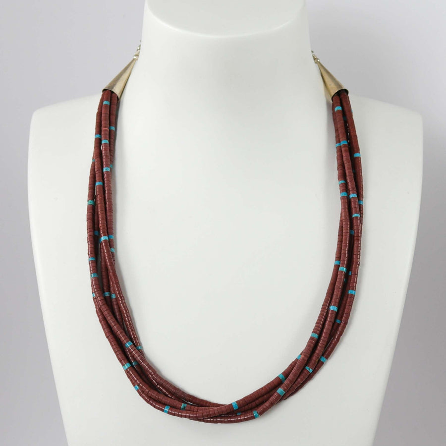 Pipestone and Turquoise Necklace by Lester Abeyta - Garland's