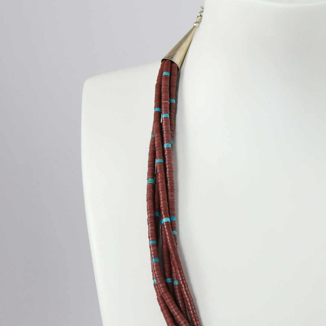 Pipestone and Turquoise Necklace by Lester Abeyta - Garland's