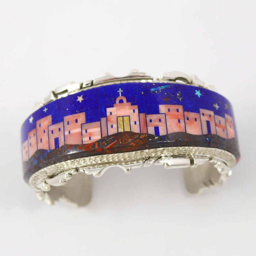 Pueblo Night Scene Cuff by Alvin Yellowhorse - Garland's