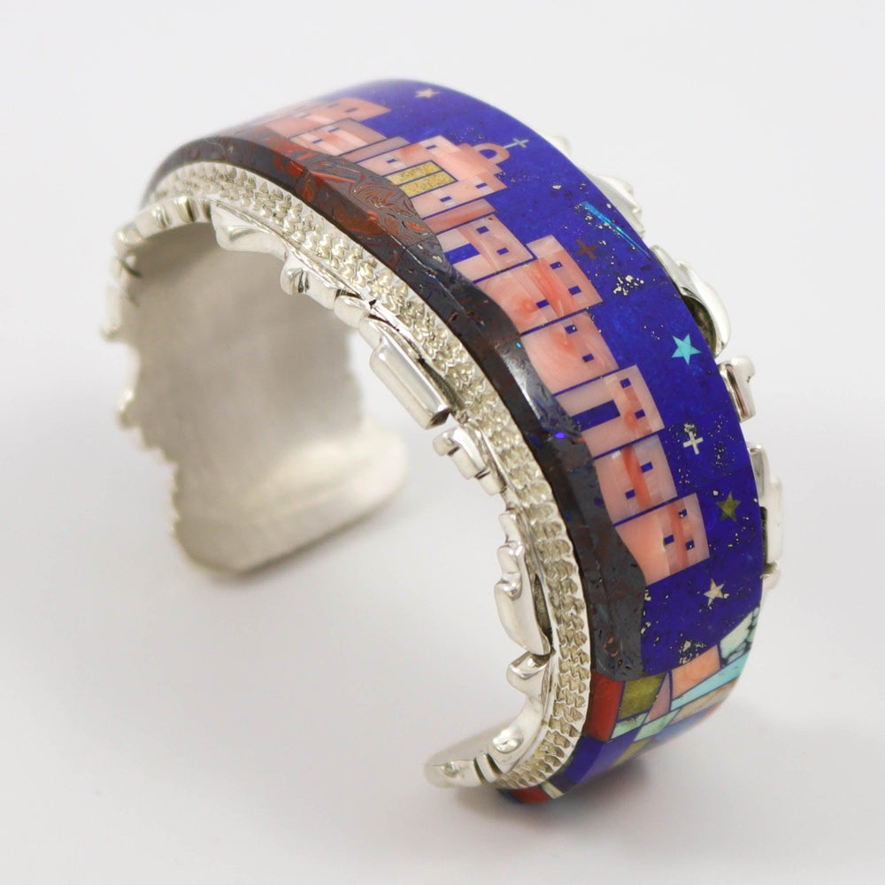 Pueblo Night Scene Cuff by Alvin Yellowhorse - Garland's