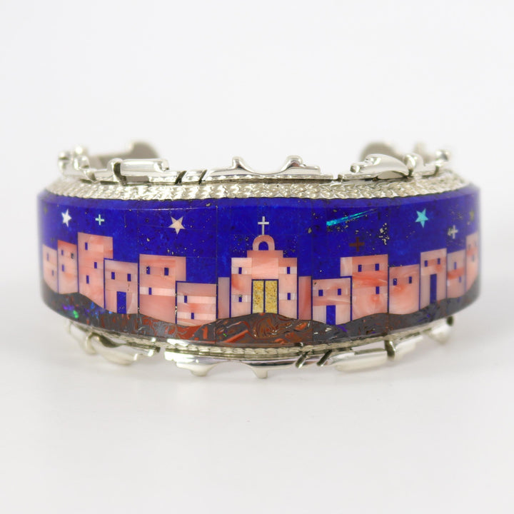 Pueblo Night Scene Cuff by Alvin Yellowhorse - Garland's