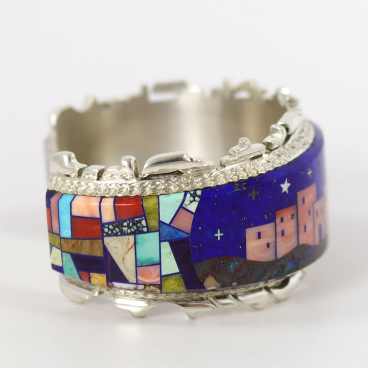 Pueblo Night Scene Cuff by Alvin Yellowhorse - Garland's