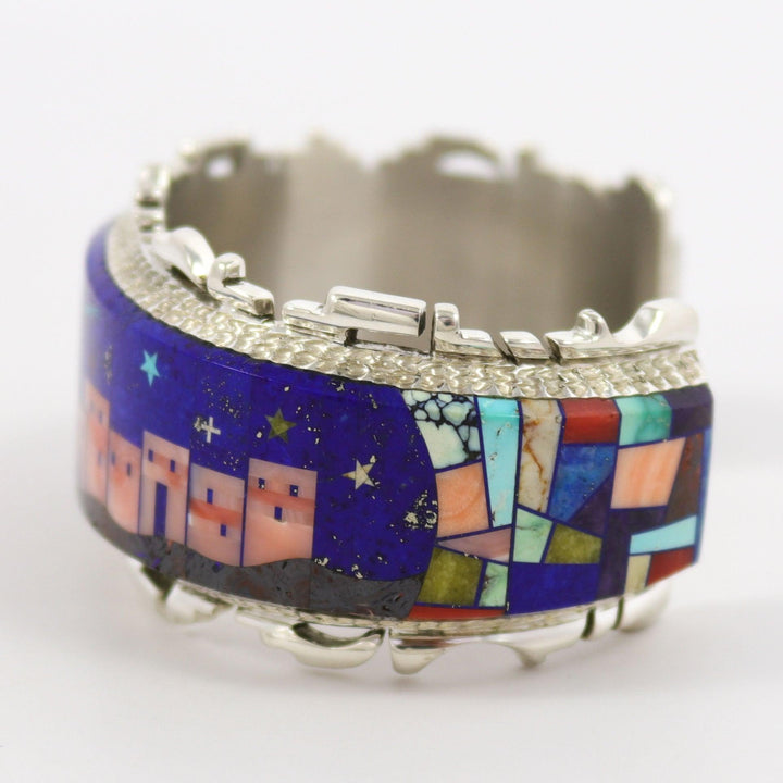 Pueblo Night Scene Cuff by Alvin Yellowhorse - Garland's