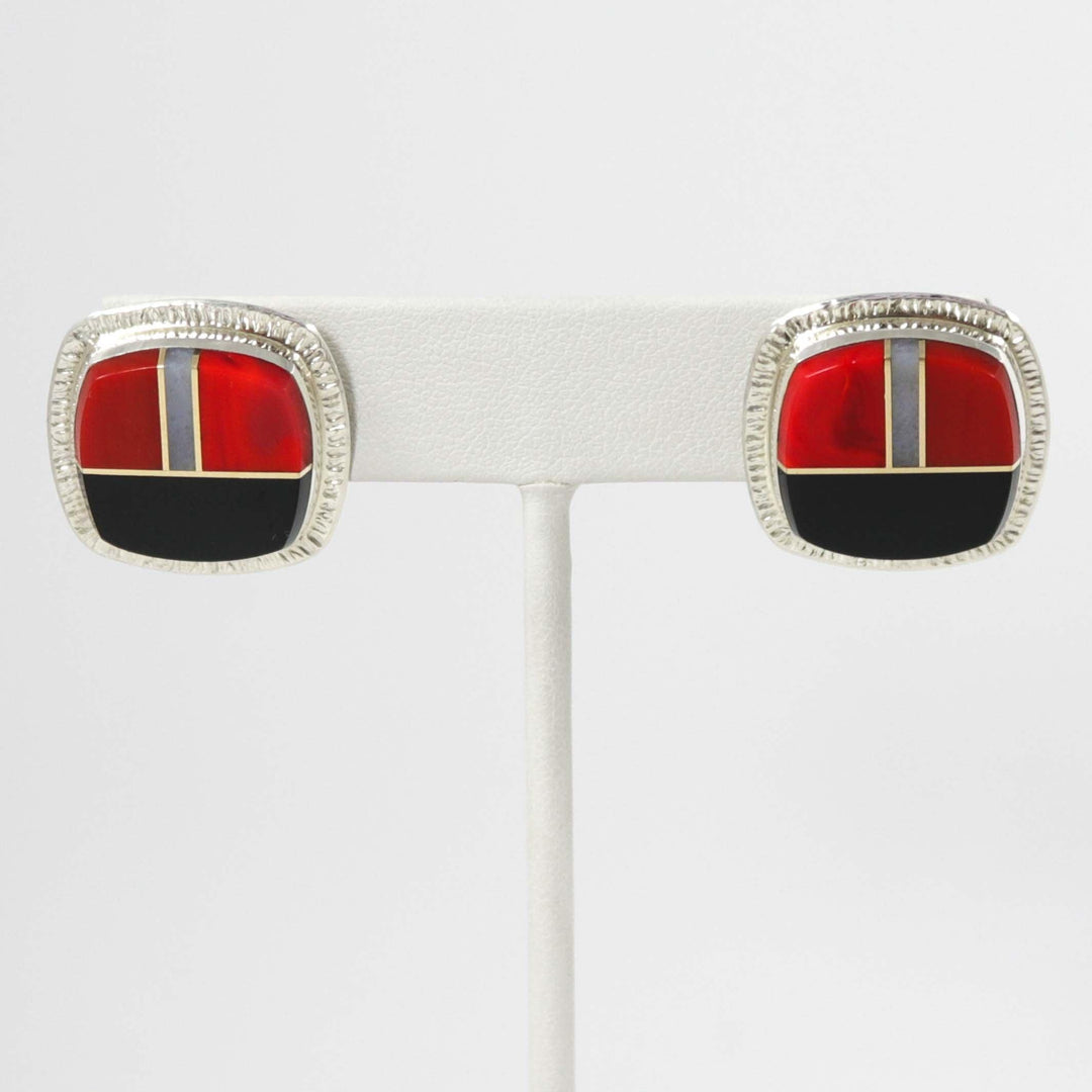 Rosarita and Black Jade Earrings by Duane Maktima - Garland's