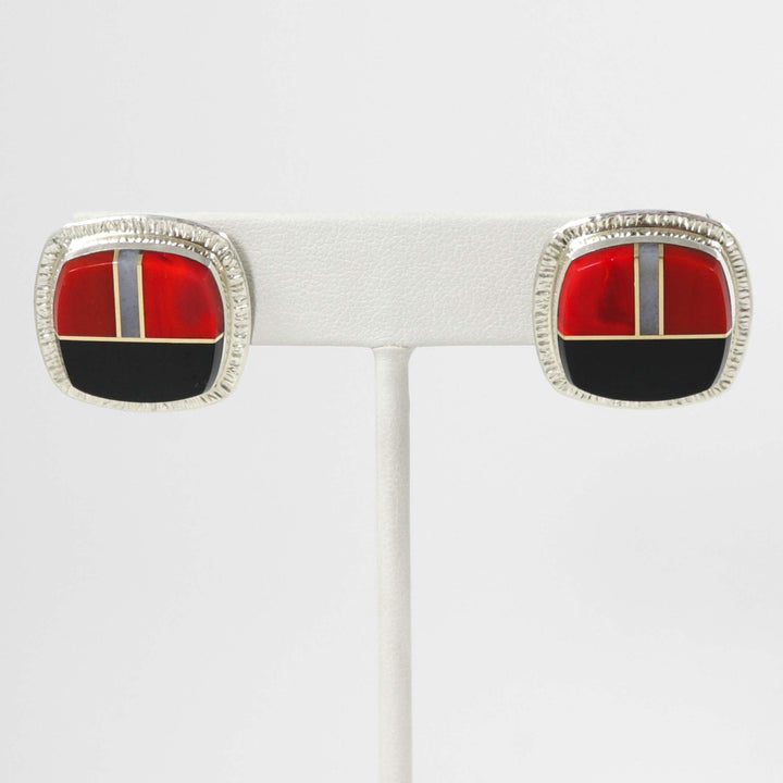 Rosarita and Black Jade Earrings by Duane Maktima - Garland's