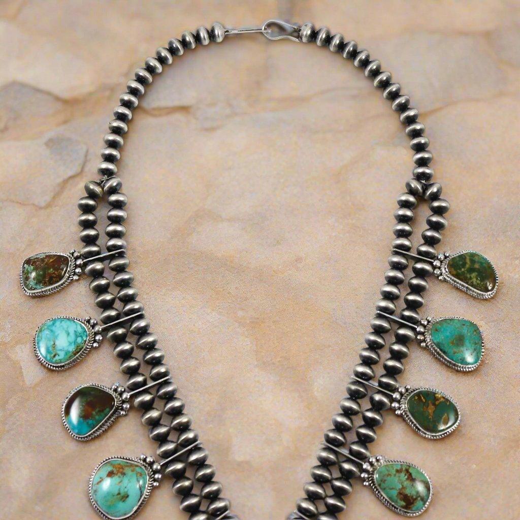 Royston Turquoise Squash Blossom by Clarissa and Vernon Hale - Garland's