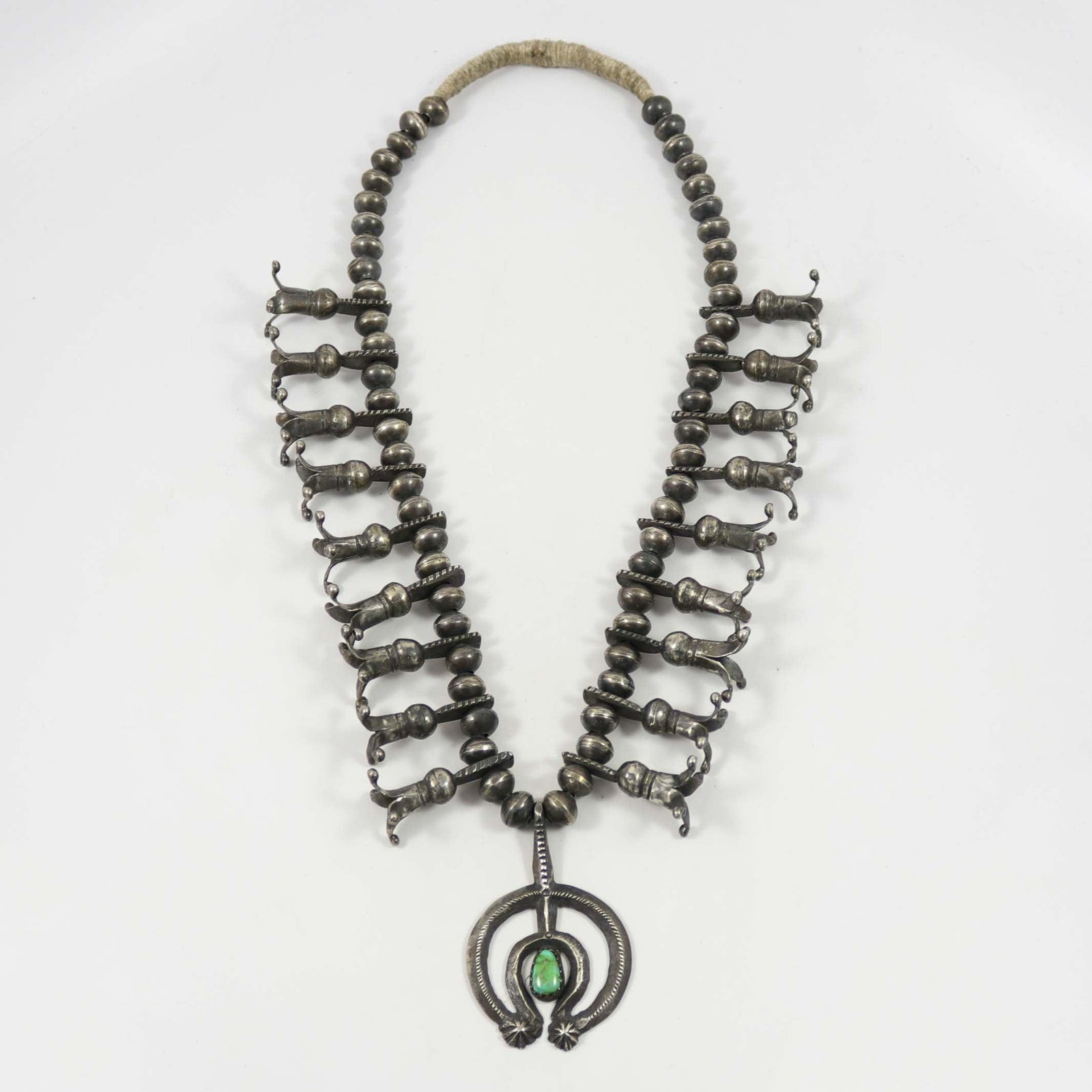 Royston Turquoise Squash Blossom Necklace by Jock Favour - Garland's