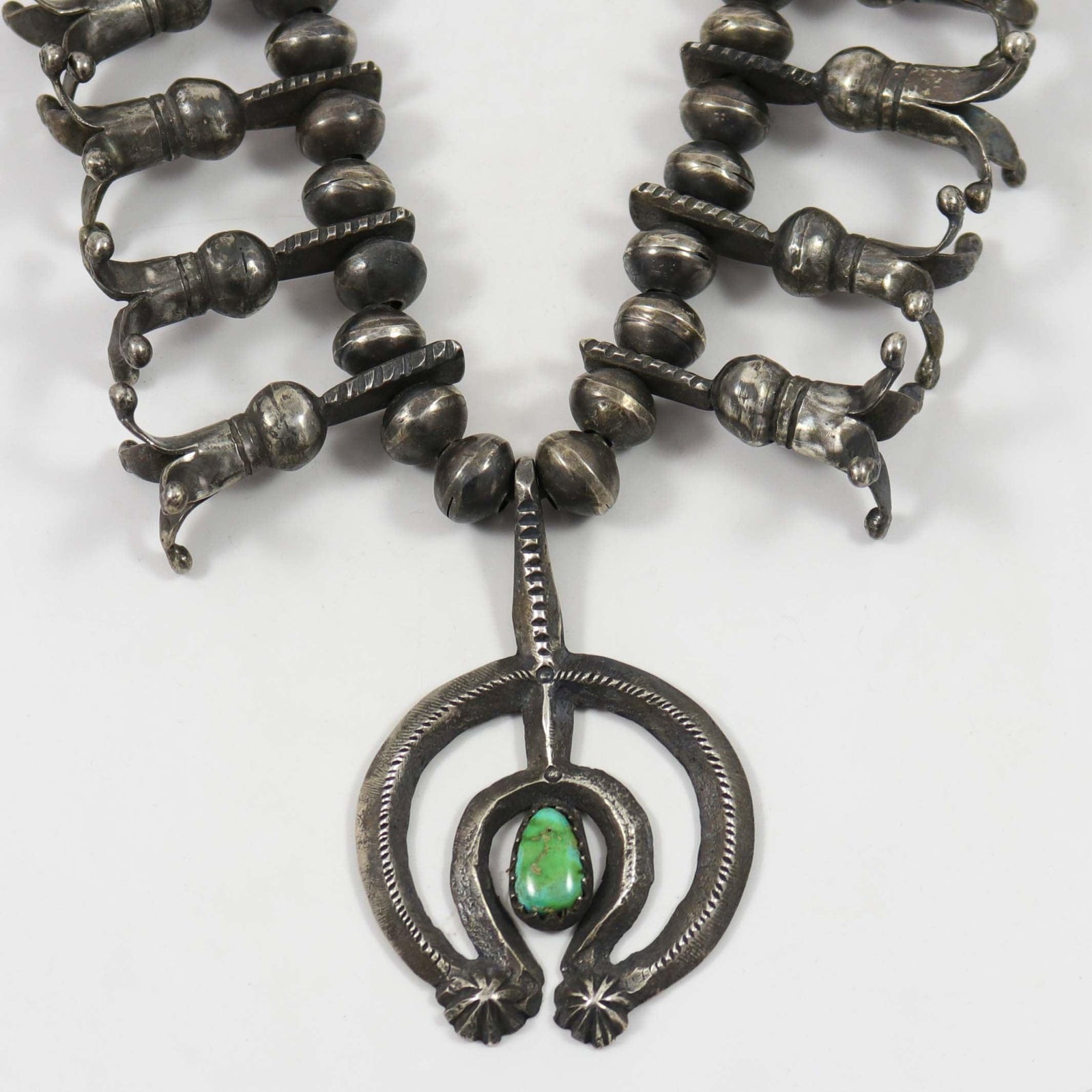 Royston Turquoise Squash Blossom Necklace by Jock Favour - Garland's