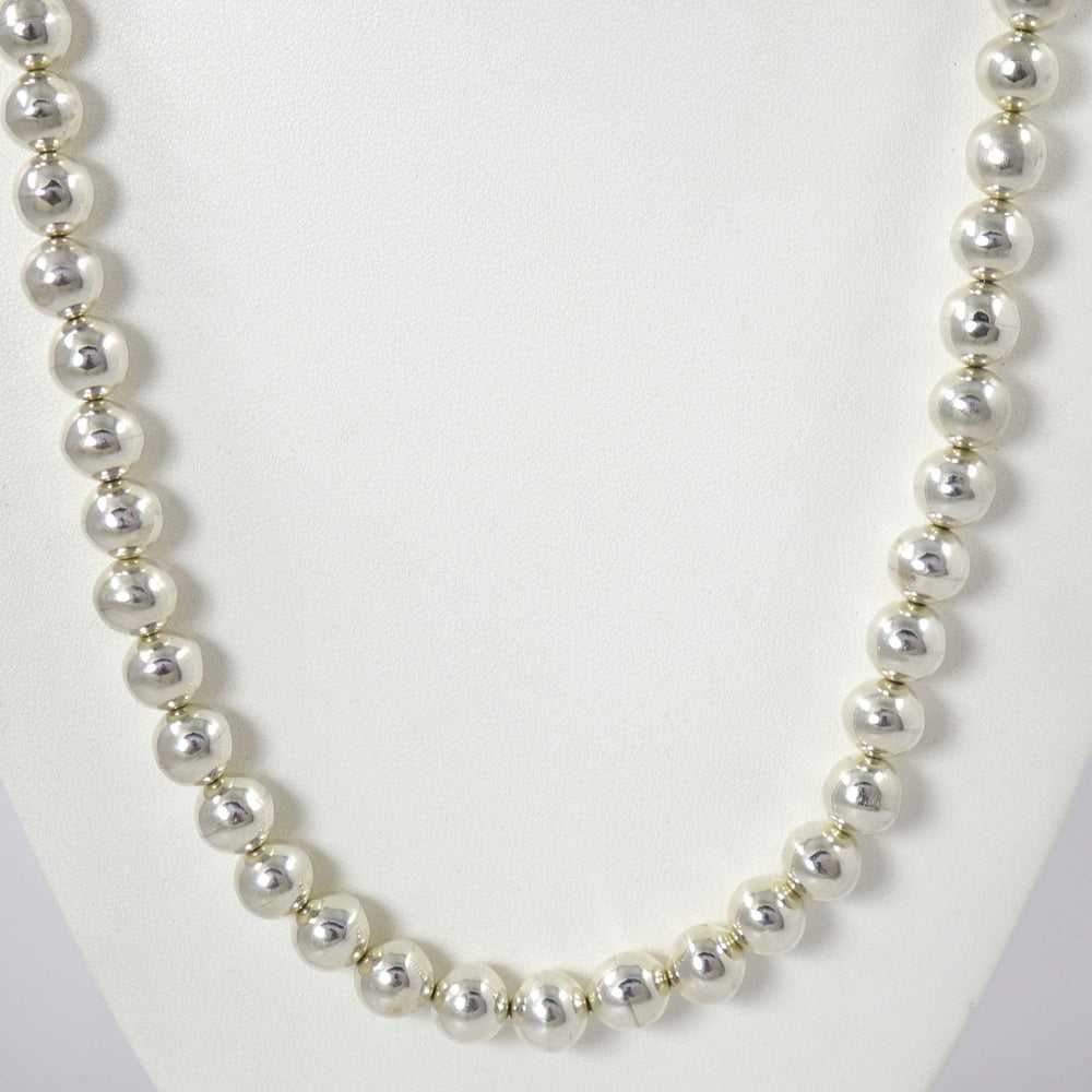 Silver Bead and Coral Necklace by Debbie Silversmith - Garland's
