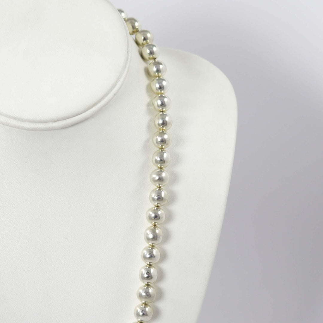 Silver Bead and Coral Necklace by Debbie Silversmith - Garland's