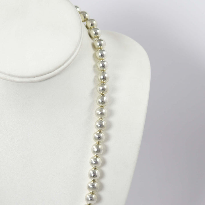 Silver Bead and Coral Necklace by Debbie Silversmith - Garland's