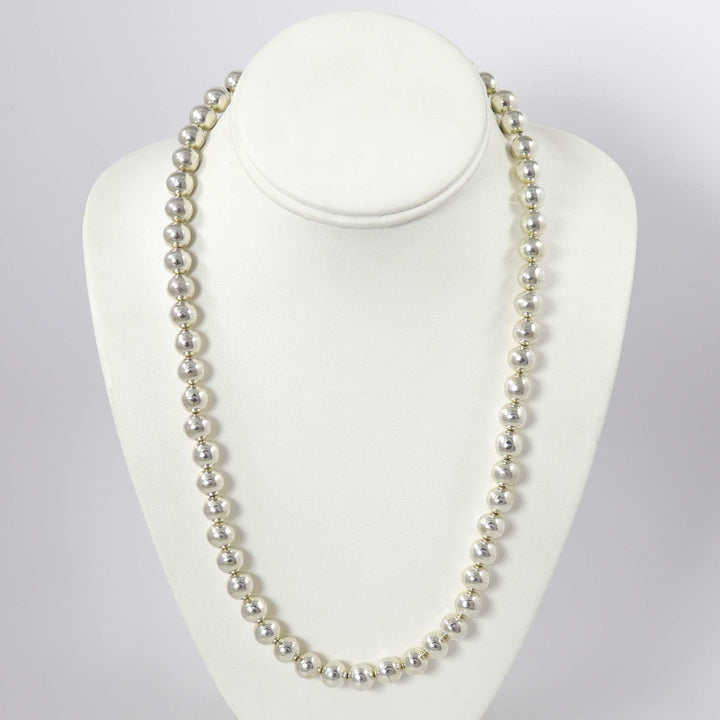 Silver Bead and Coral Necklace by Debbie Silversmith - Garland's