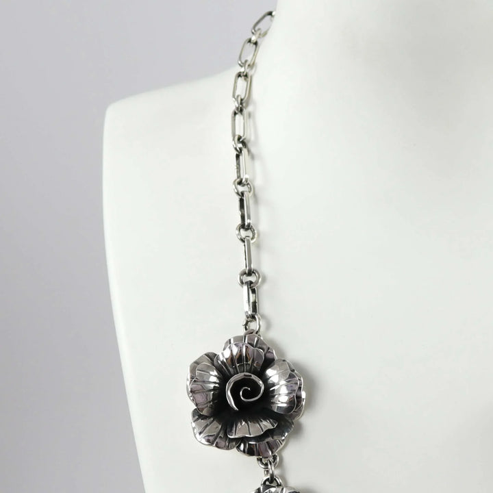 Silver Rose Necklace by Federico - Garland's