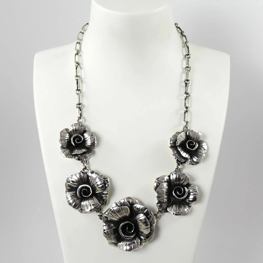 Silver Rose Necklace by Federico - Garland's