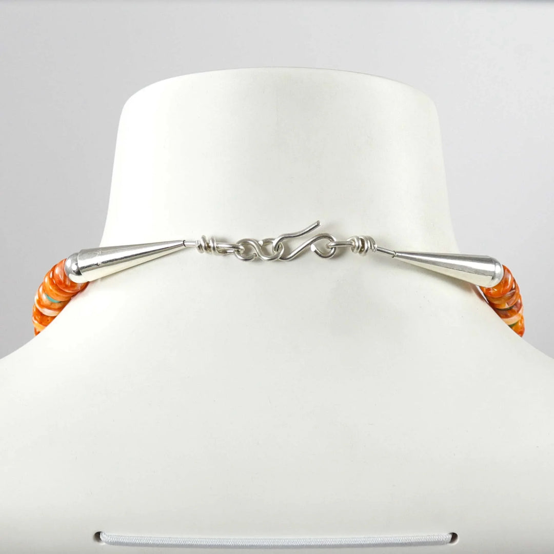 Spiny Oyster and Turquoise Necklace by Joe and Angie Reano - Garland's