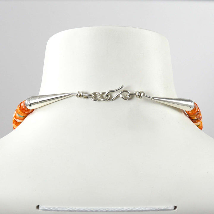 Spiny Oyster and Turquoise Necklace by Joe and Angie Reano - Garland's