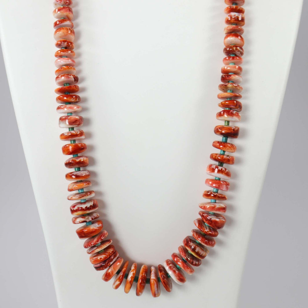 Spiny Oyster Shell and Turquoise Necklace by Raymond Tenorio - Garland's