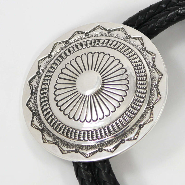 Stamped Silver Bola Tie by Kenneth Redhorse - Garland's
