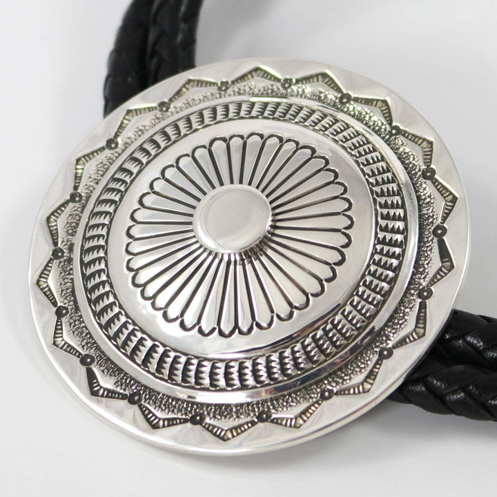 Stamped Silver Bola Tie by Kenneth Redhorse - Garland's