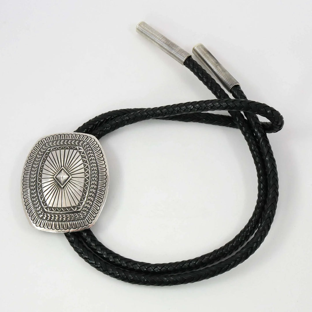 Stamped Silver Bola Tie by Sunshine Reeves - Garland's