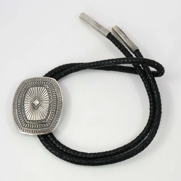 Stamped Silver Bola Tie by Sunshine Reeves - Garland's