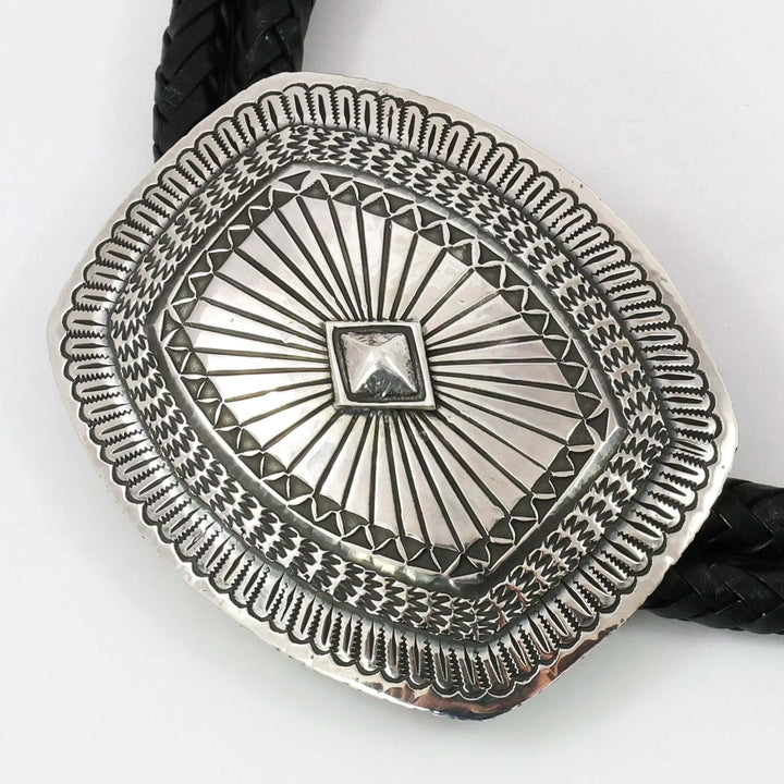 Stamped Silver Bola Tie by Sunshine Reeves - Garland's
