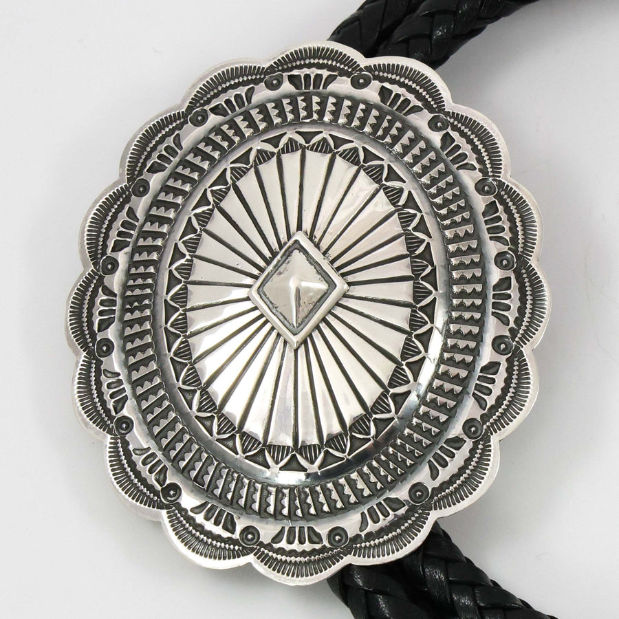 Stamped Silver Bola Tie by Sunshine Reeves - Garland's