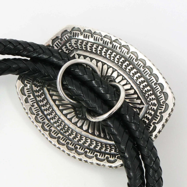 Stamped Silver Bola Tie by Sunshine Reeves - Garland's