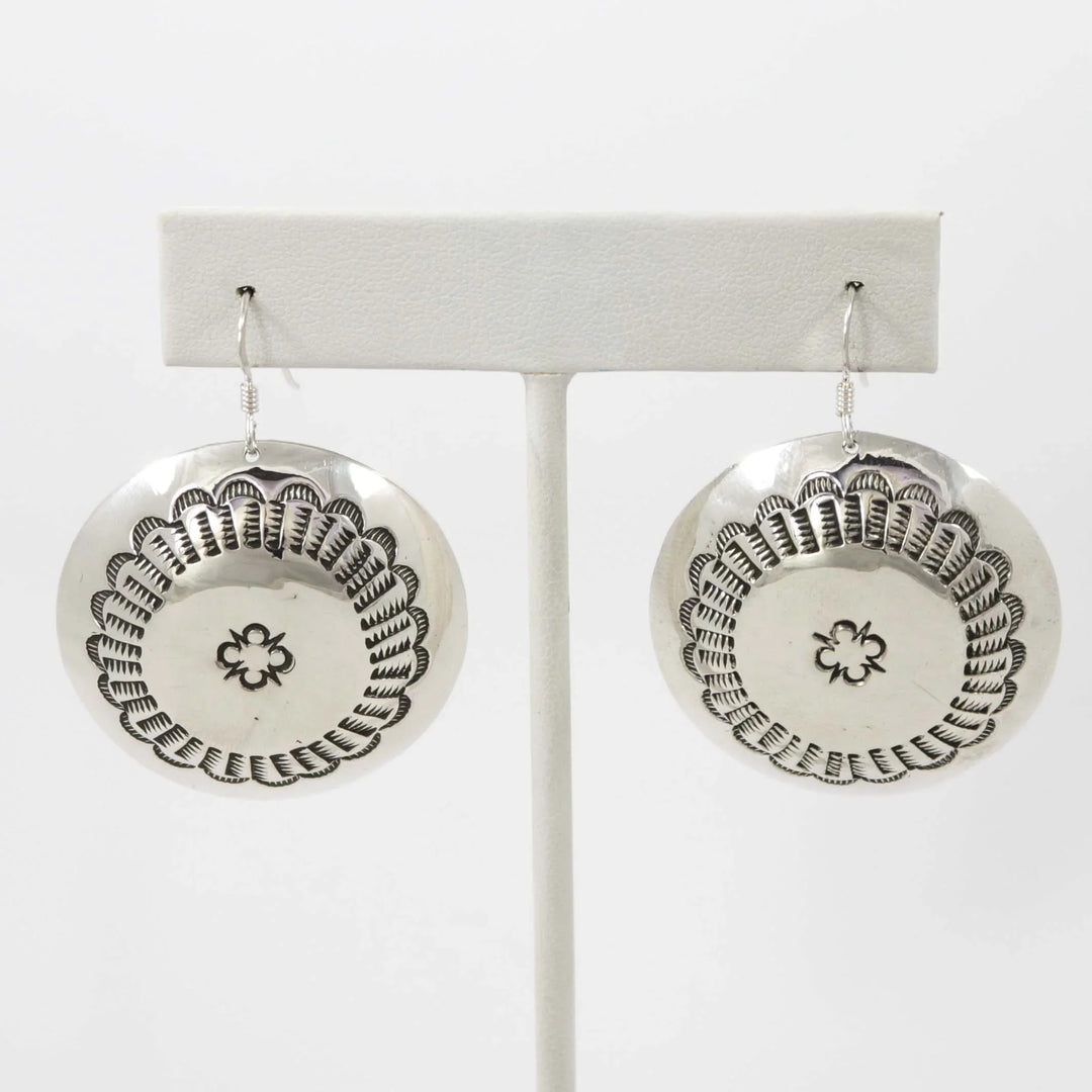 Stamped Silver Earrings by Anthony Redhorse - Garland's