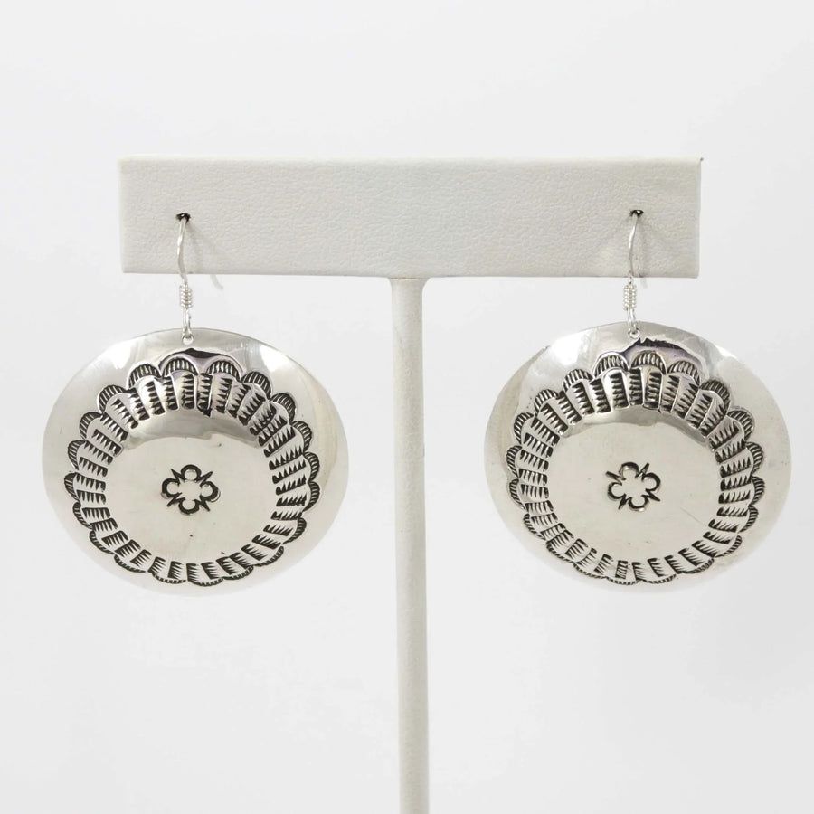 Stamped Silver Earrings by Anthony Redhorse - Garland's