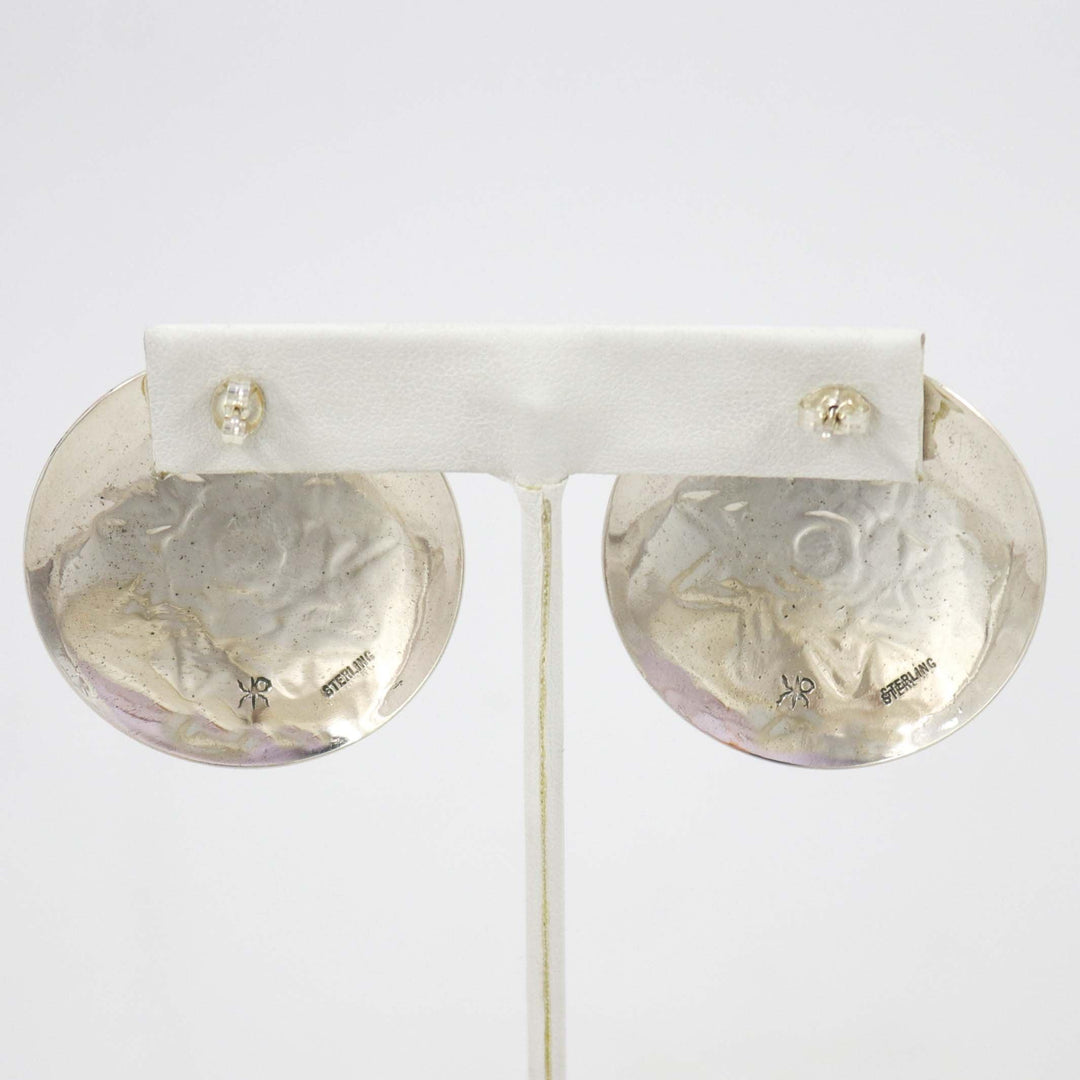 Stamped Silver Earrings by Kenneth Redhorse - Garland's