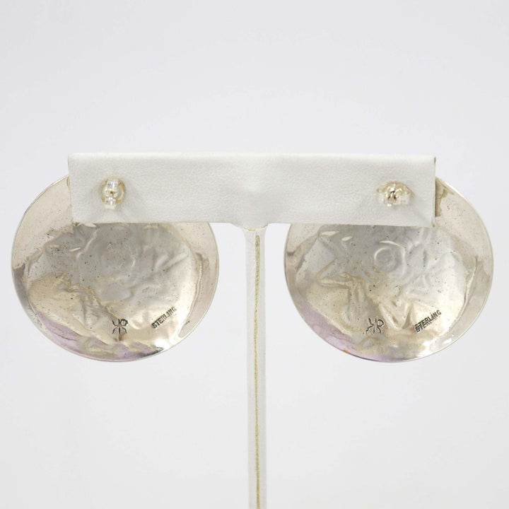 Stamped Silver Earrings by Kenneth Redhorse - Garland's