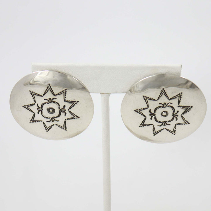 Stamped Silver Earrings by Kenneth Redhorse - Garland's