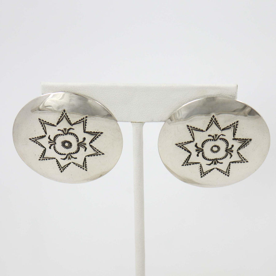 Stamped Silver Earrings by Kenneth Redhorse - Garland's