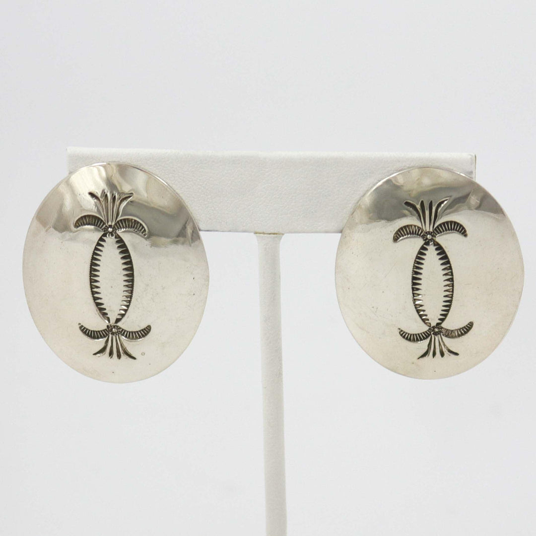 Stamped Silver Earrings by Kenneth Redhorse - Garland's