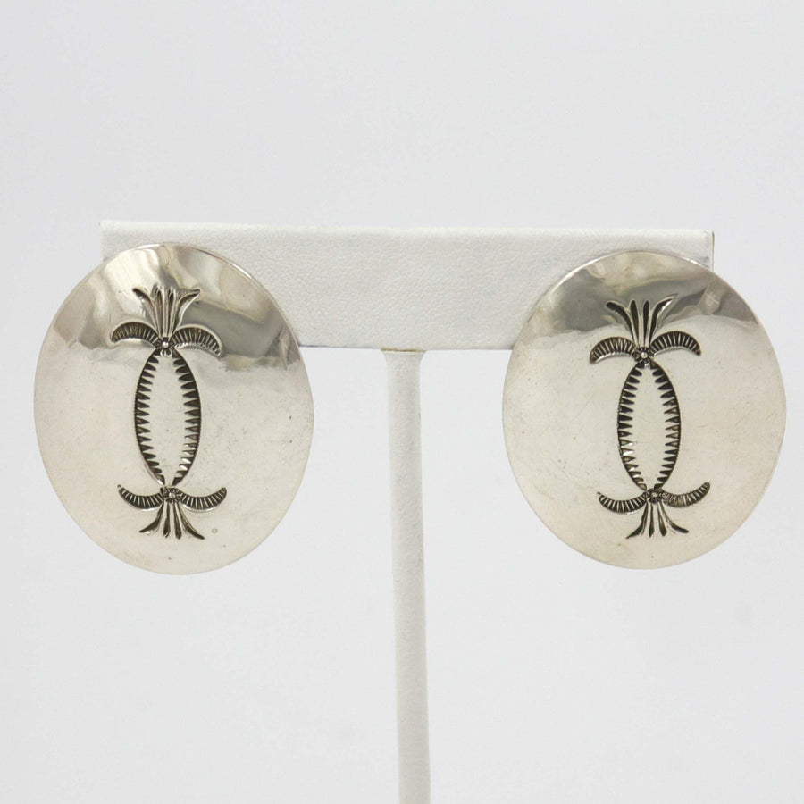 Stamped Silver Earrings by Kenneth Redhorse - Garland's