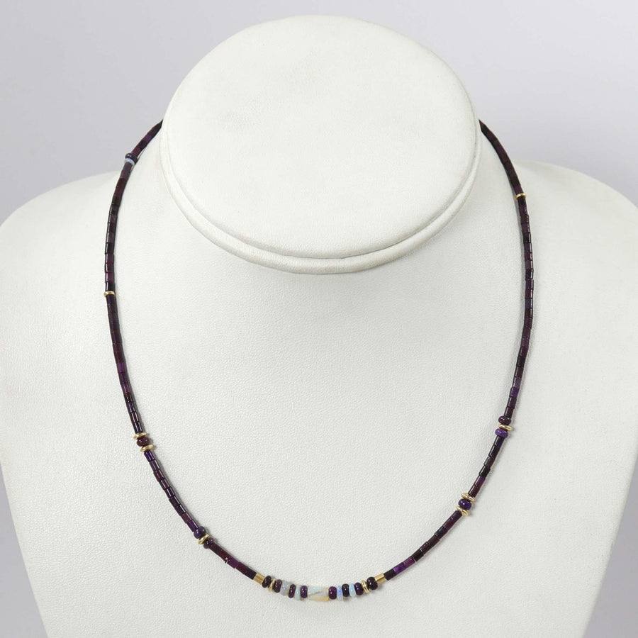 Sugilite, Opal, and Gold Necklace by Melanie and Michael Lente - Garland's