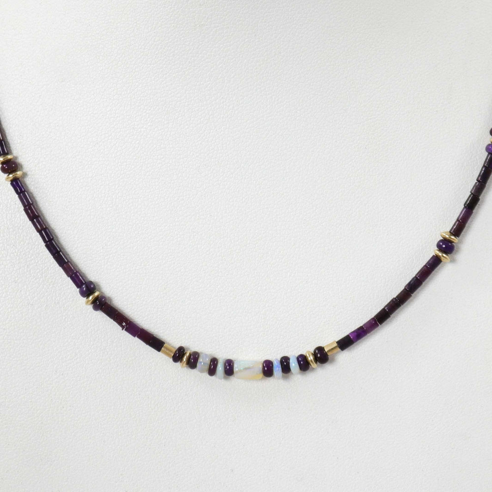 Sugilite, Opal, and Gold Necklace by Melanie and Michael Lente - Garland's