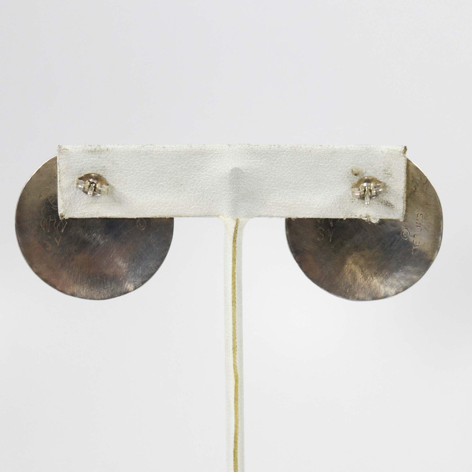 Textured Silver Earrings by Steve Yellowhorse - Garland's