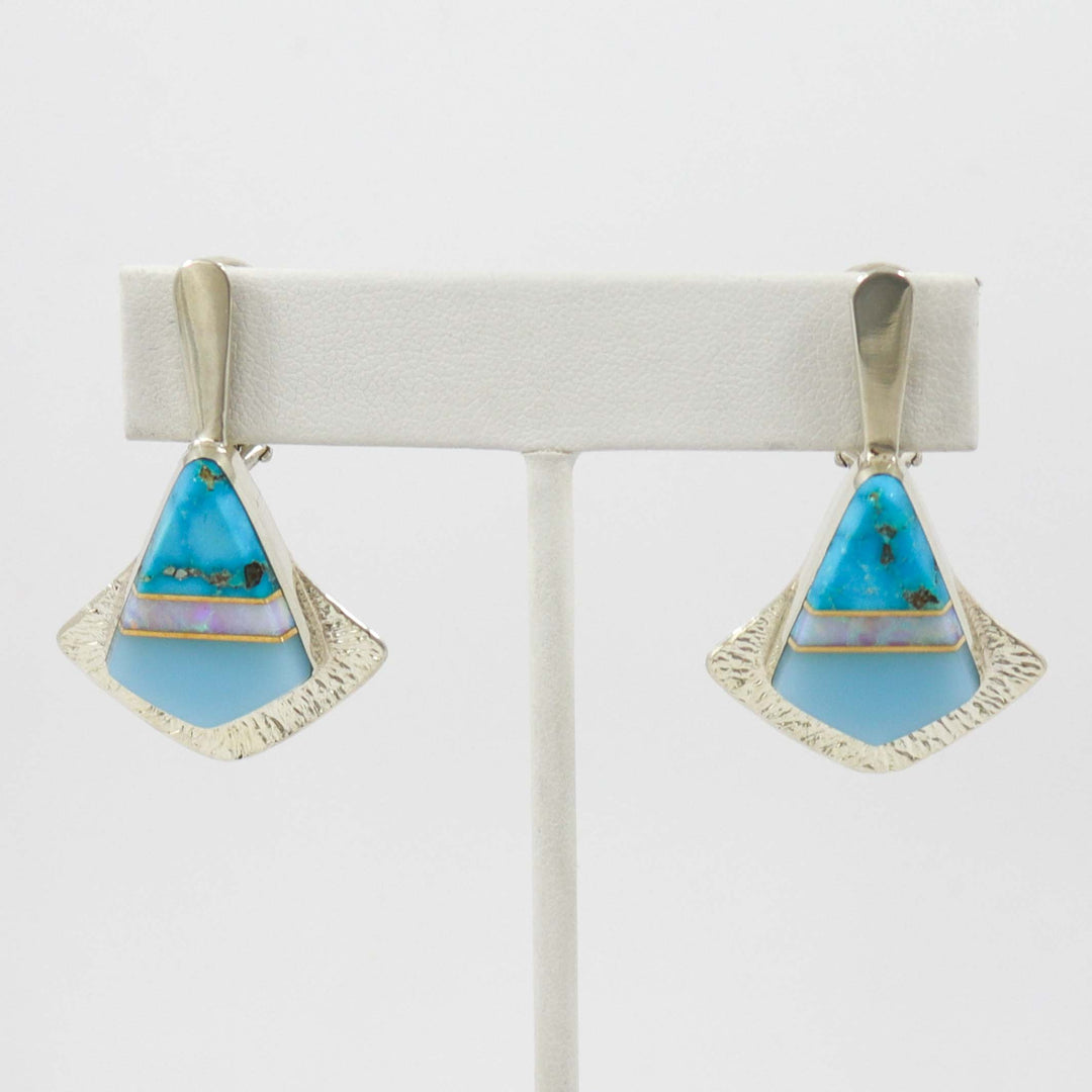Turquoise and Chalcedony Earrings by Duane Maktima - Garland's