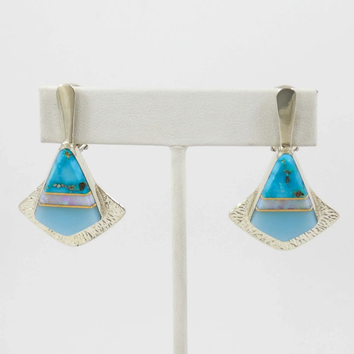 Turquoise and Chalcedony Earrings by Duane Maktima - Garland's